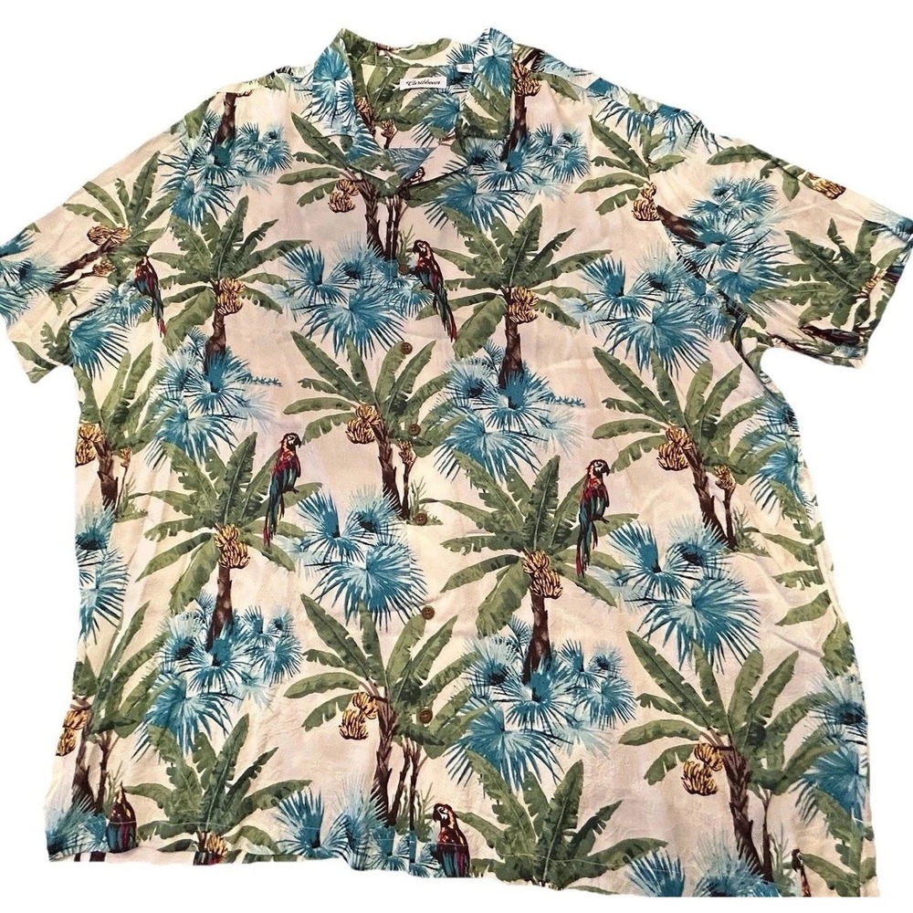 New Men's Hawaiin Shirt 4XLT Button Up Palm All Over Print Big Man Caribbean